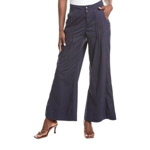 XCVI Rebecca Wide Leg Pants Cotton Stretch Navy Blue Womens Large